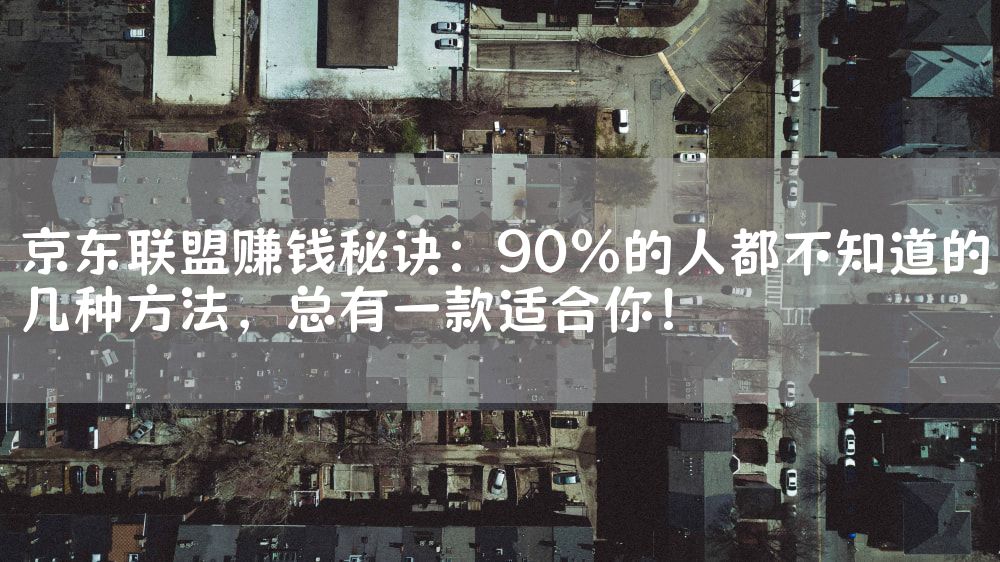 京东联盟赚钱秘诀：90%的人都不知道的几种方法，总有一款适合你！