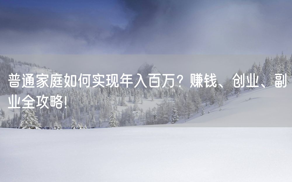 普通家庭如何实现年入百万？赚钱、创业、副业全攻略！