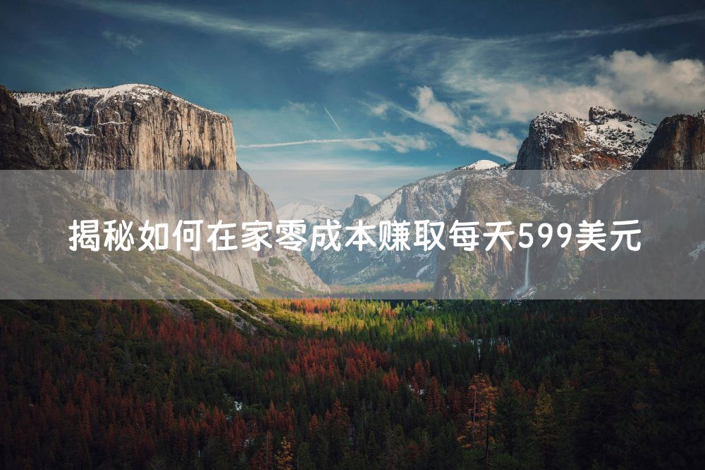 揭秘如何在家零成本赚取每天599美元