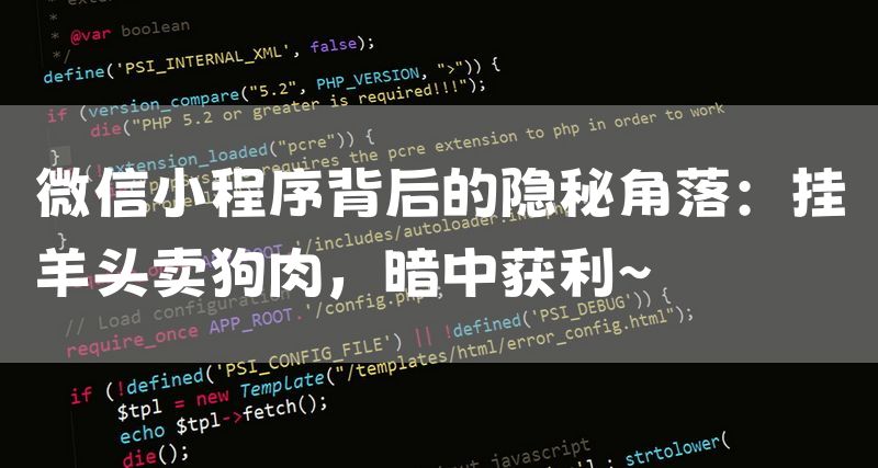 微信小程序背后的隐秘角落：挂羊头卖狗肉，暗中获利~