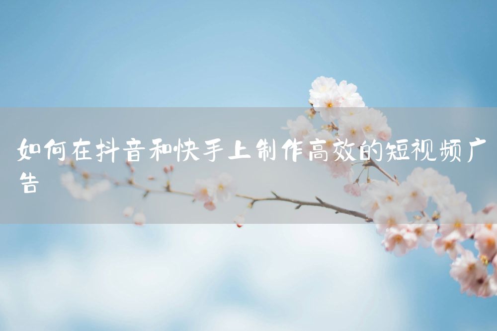 如何在抖音和快手上制作高效的短视频广告