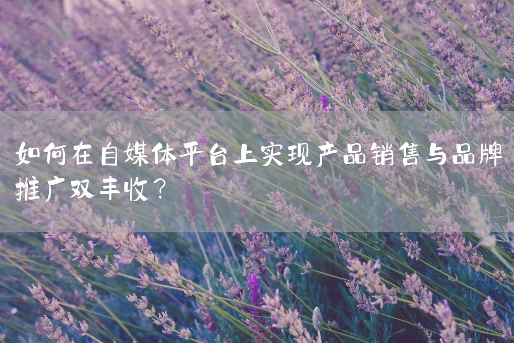 如何在自媒体平台上实现产品销售与品牌推广双丰收？