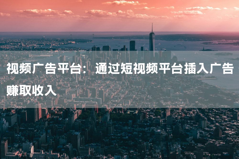 视频广告平台：通过短视频平台插入广告赚取收入