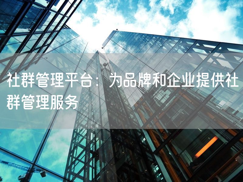 社群管理平台：为品牌和企业提供社群管理服务