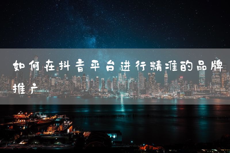 如何在抖音平台进行精准的品牌推广