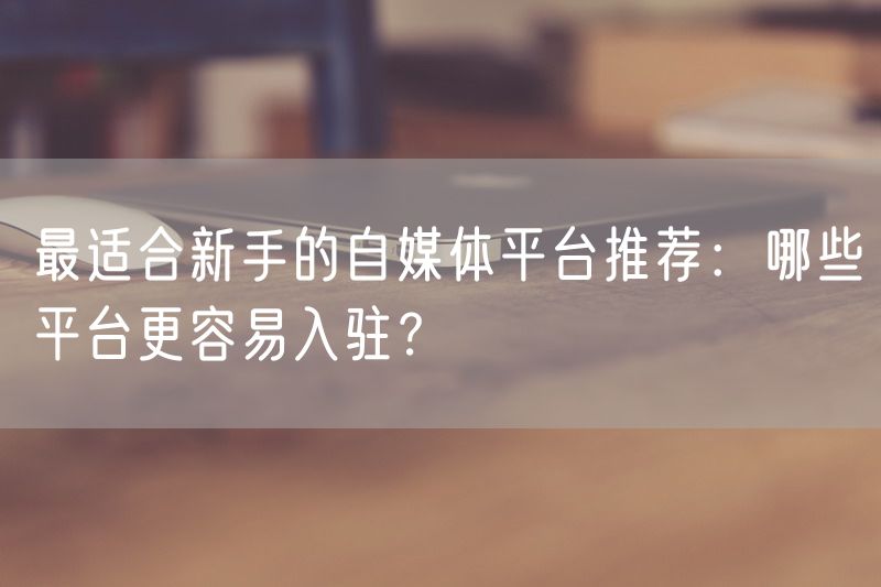 最适合新手的自媒体平台推荐：哪些平台更容易入驻？