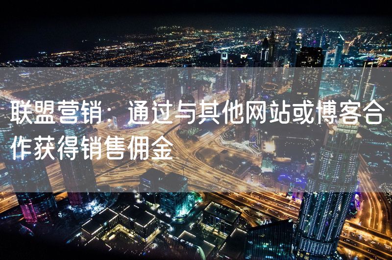 联盟营销：通过与其他网站或博客合作获得销售佣金