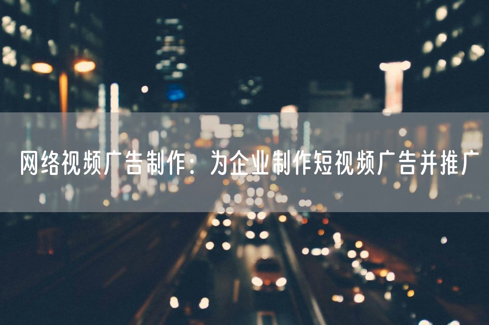 网络视频广告制作：为企业制作短视频广告并推广