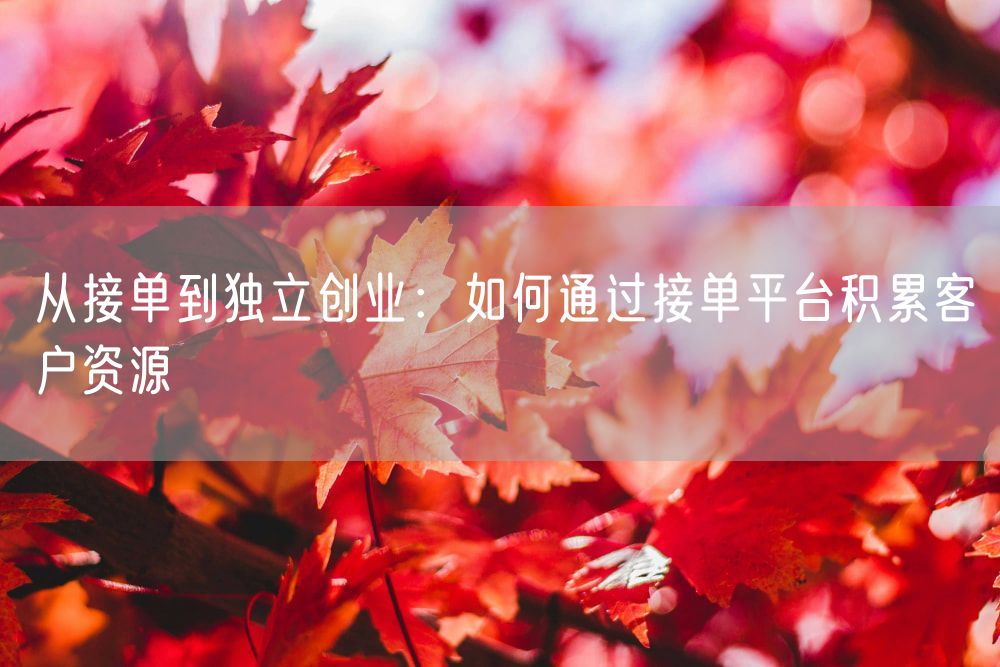 从接单到独立创业：如何通过接单平台积累客户资源