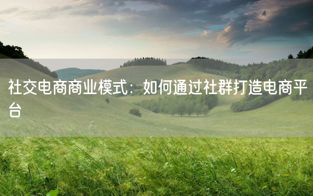 社交电商商业模式：如何通过社群打造电商平台